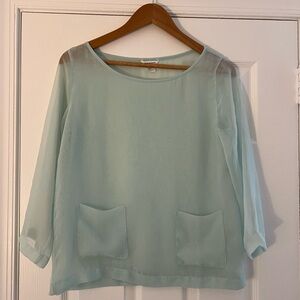 Sheer Long sleeve blouse - size small - Club Monaco - light teal